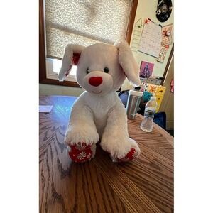 Build-A-Bear Workshop White Dog with Red Nose and Peppermint Paws